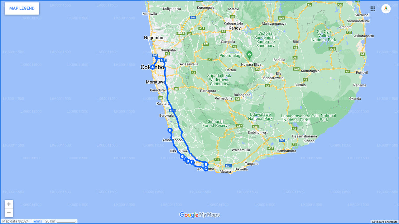 Handungoda, Galle a Kosgoda z Colomba