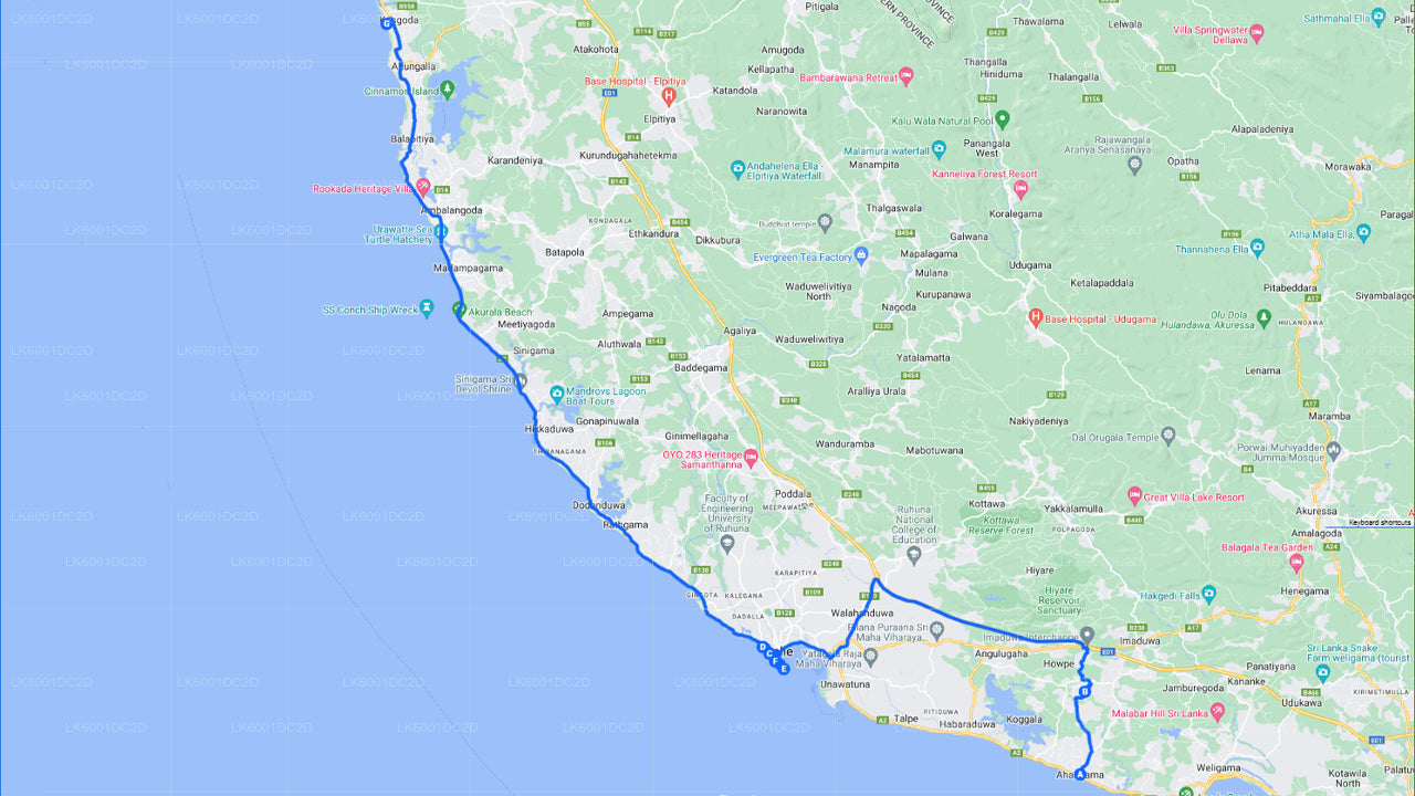 Hlavní body jižního pobřeží z Ahangamy