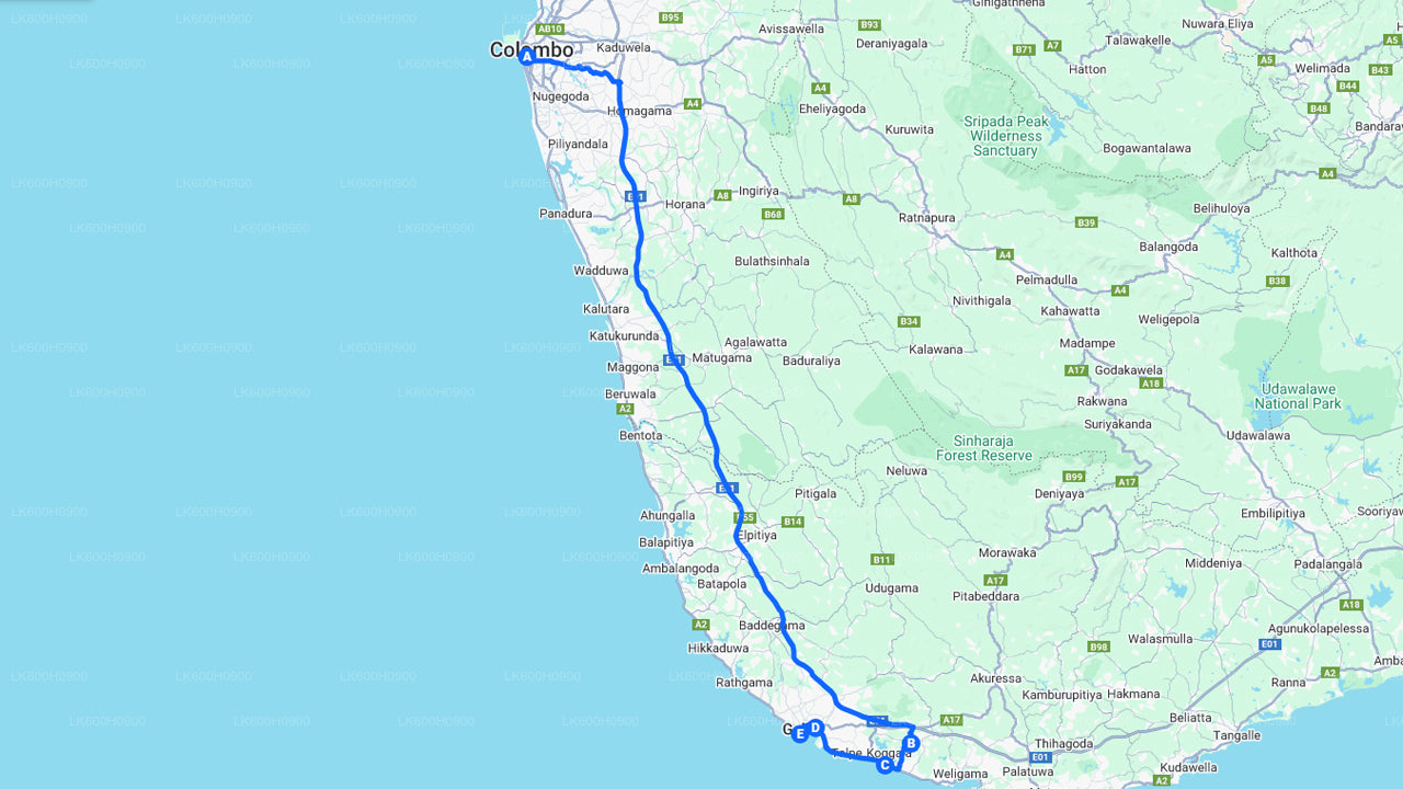 Hlavní body jižního pobřeží z Colomba