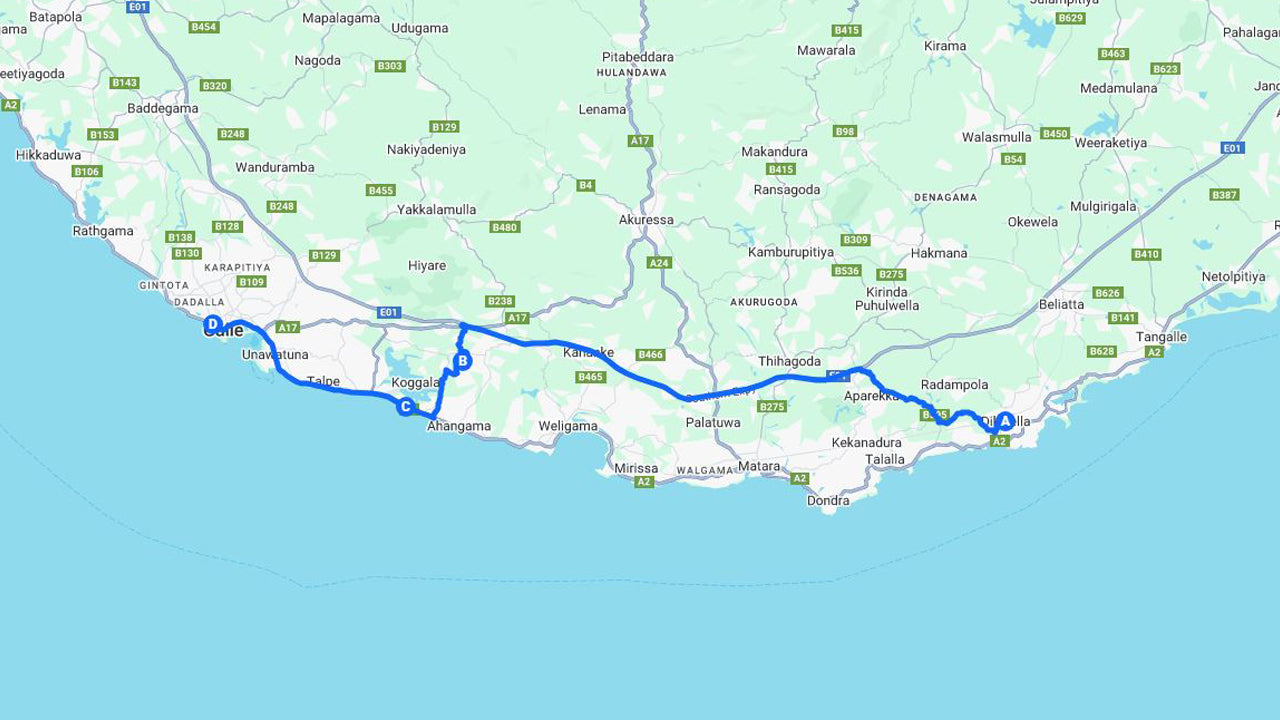 Hlavní body jižního pobřeží z Dikwelly