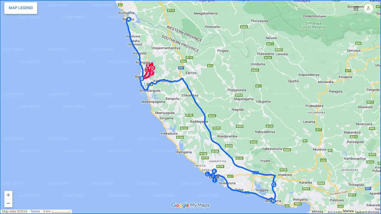 Balapitiya, Handunugoda a Galle z Bentoty