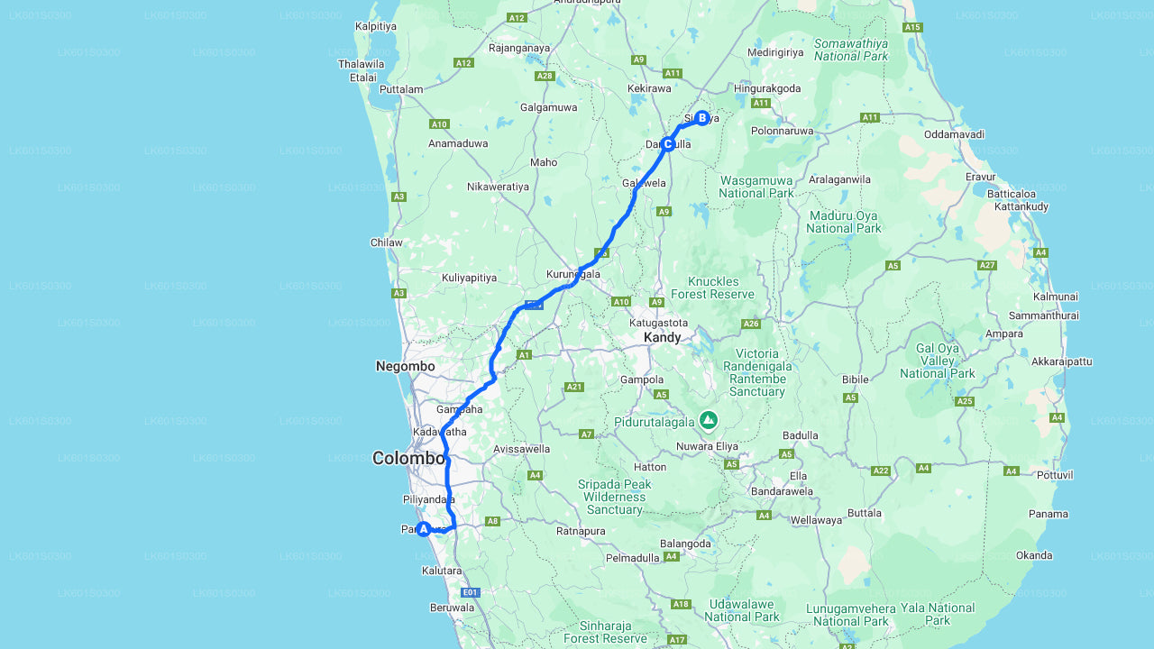 Sigiriya Rock and Dambulla from Panadura