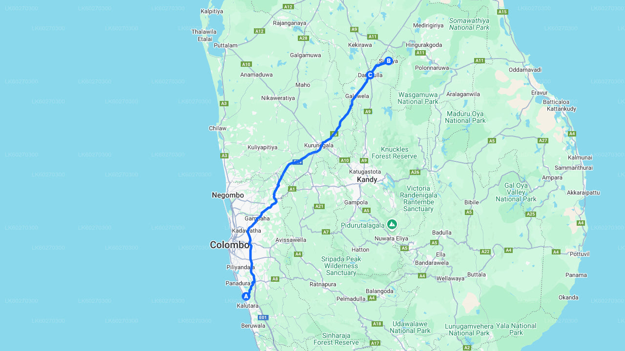 Sigiriya and Dambulla from Wadduwa