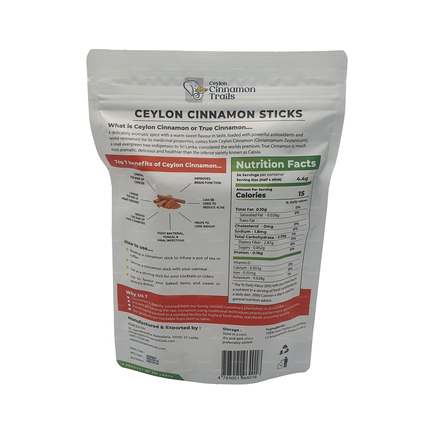 Ceylon Cinnamon Trails skořicové tyčinky (100g)