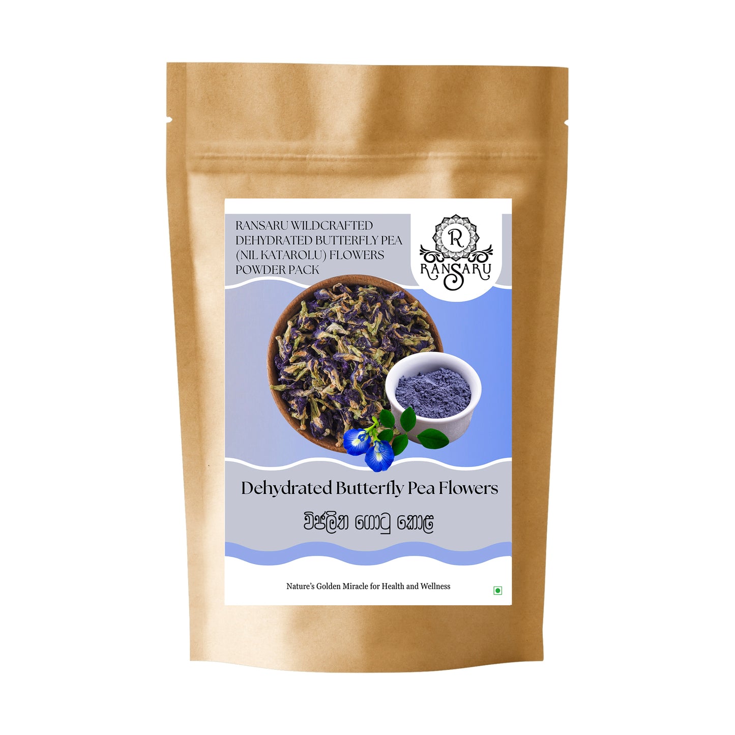 Ransaru Wildcrafted Dehydrated Butterfly Pea (Nil Katarolu) Flowers Powder Pack