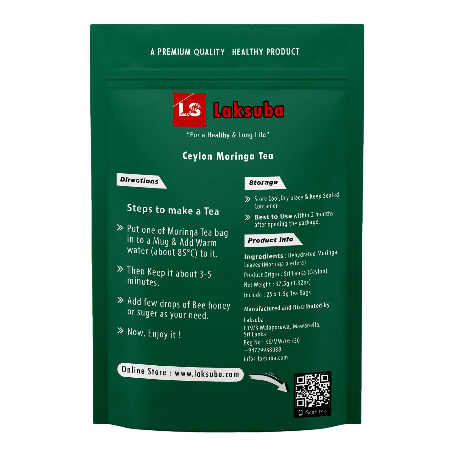 Laksuba Ceylon Moringa Tea (37,5 g) 25 čajových sáčků