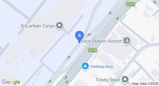 Driving route map: Colombo Airport (CMB) to Oreeka Hotels (Katunayake Airport Hotel), Negombo (0 km, approx 0 min private transfer)