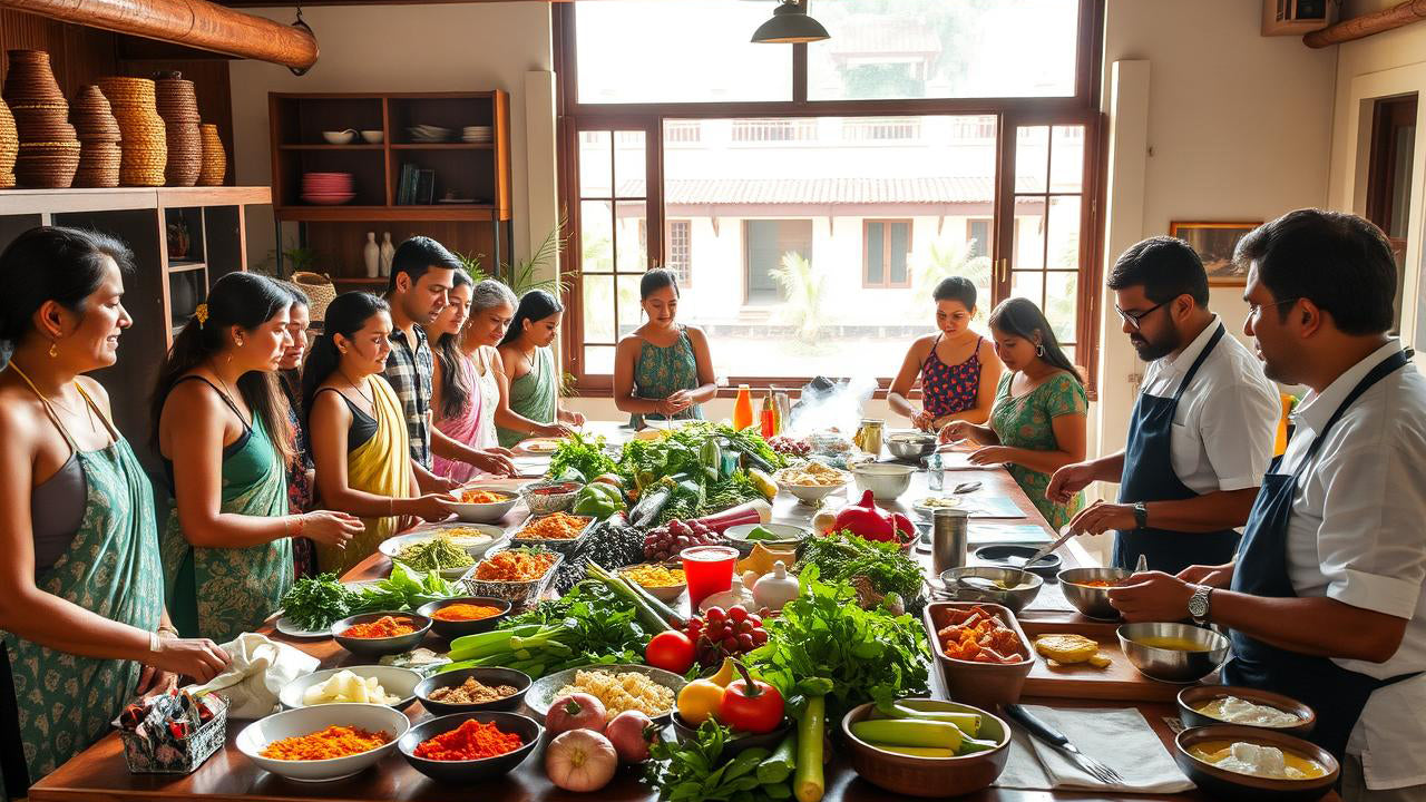 Prohlídka trhu a kurz vaření srílanské kuchyně z Unawatuny
