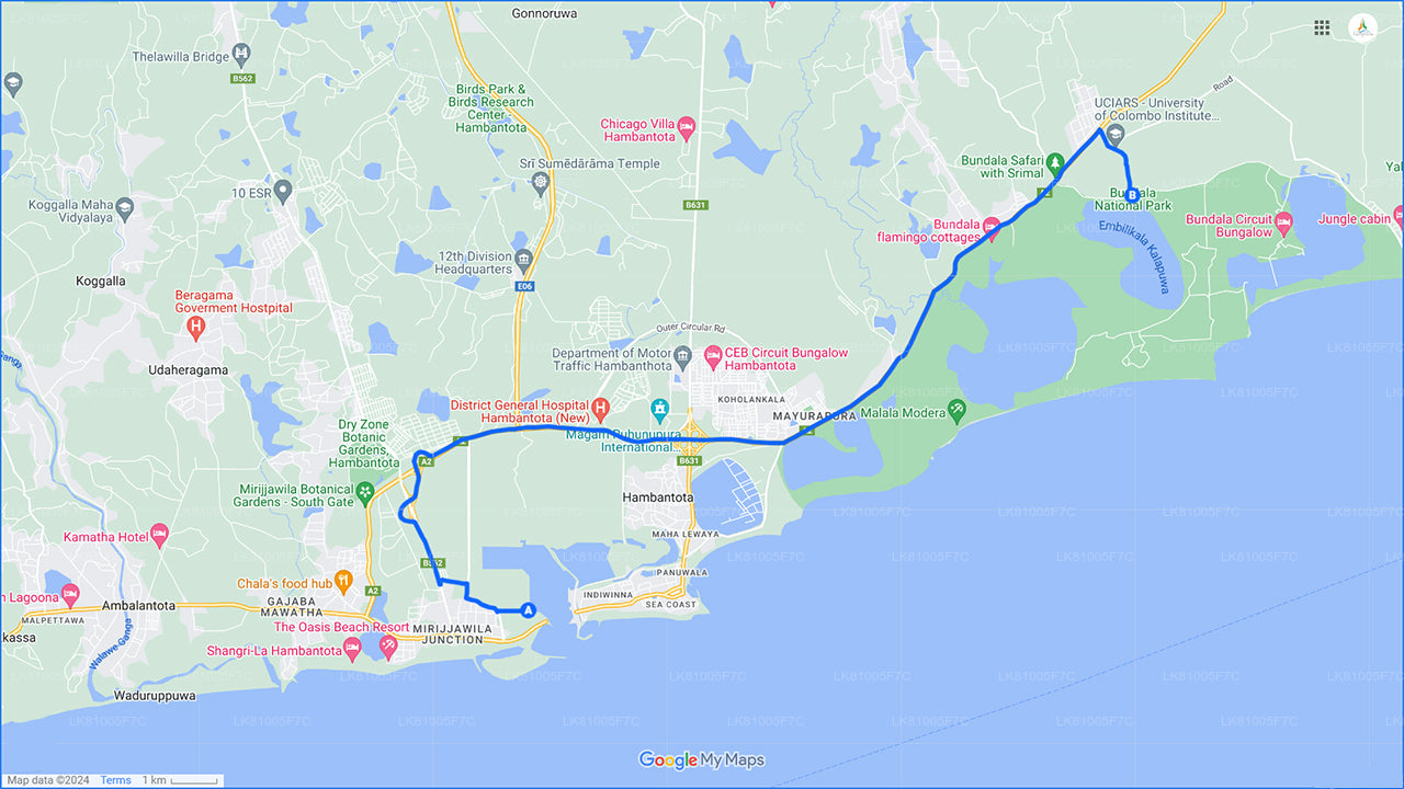 Safari v národním parku Bundala z přístavu Hambantota