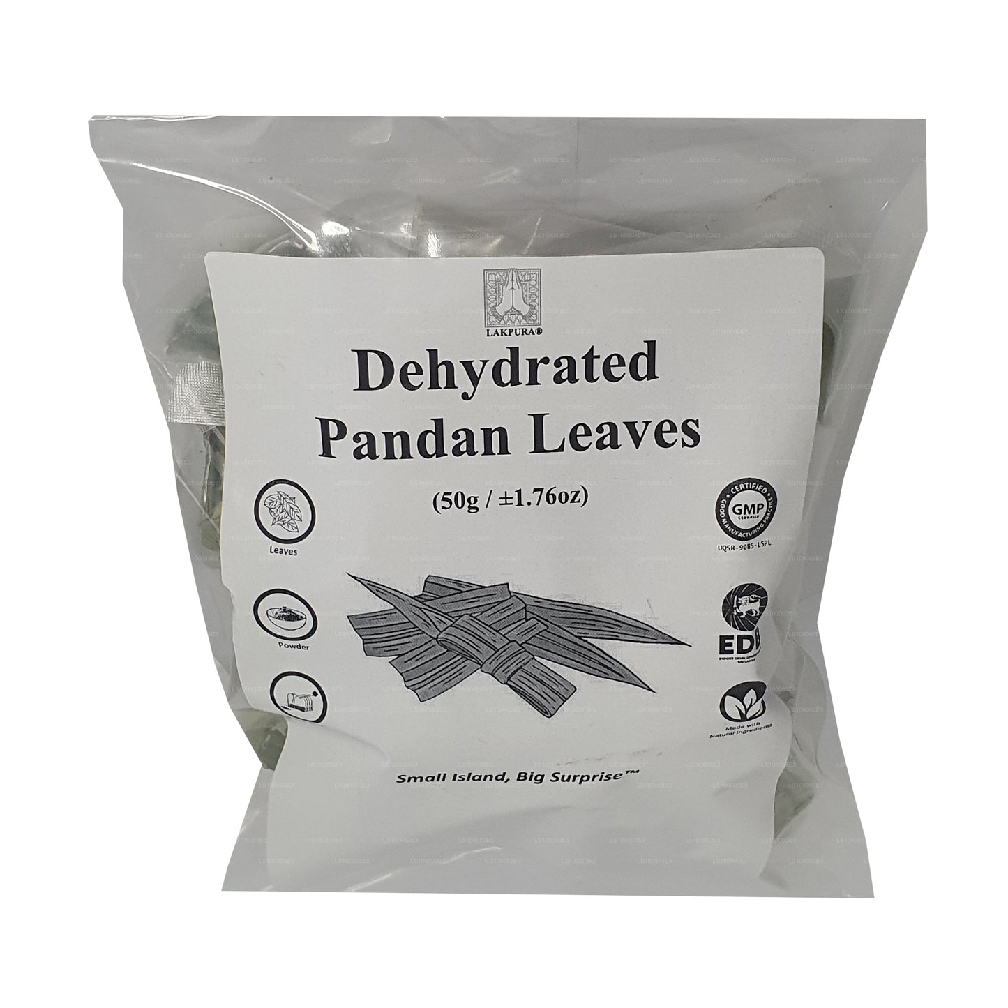 Dehydratované listy Pandan Rampe Lakpura