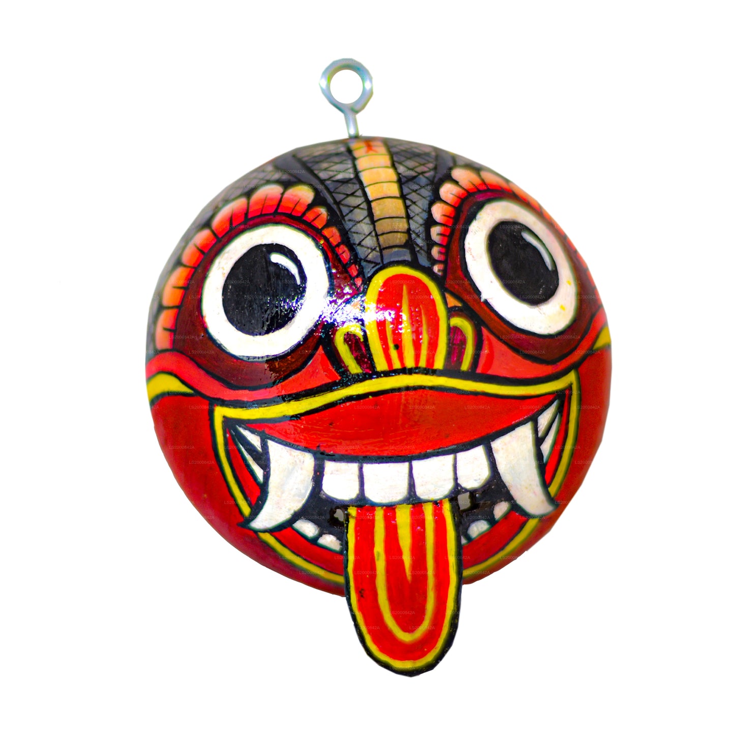 Srílanské tradiční masky Raksha (Mayura, Maru, Agni, Naga) namalované přes kokosové skořápky (balení 4)