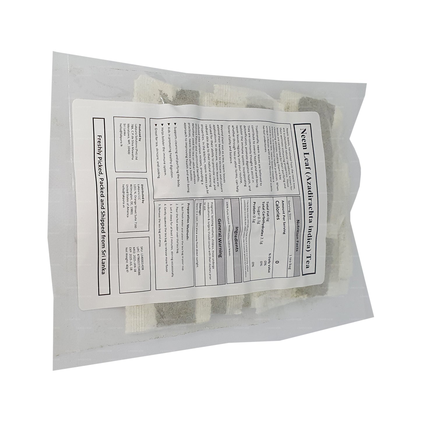 Lakpura Neem Leaf Čaj (40g) 20 čajových sáčků