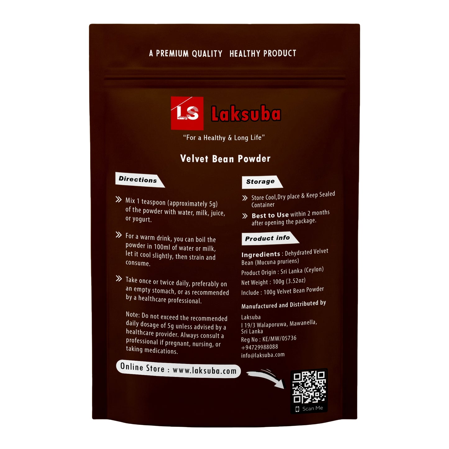 Prášek z sametových fazolí Laksuba (100 g)