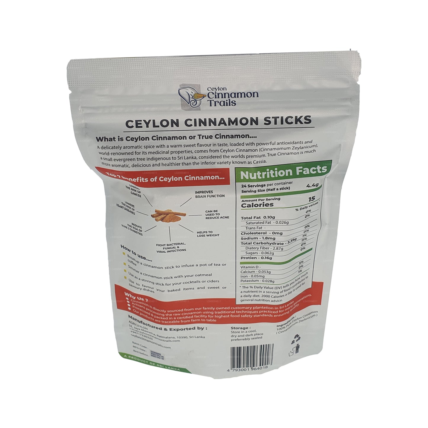 Ceylon Cinnamon Trails skořicové tyčinky (100g)