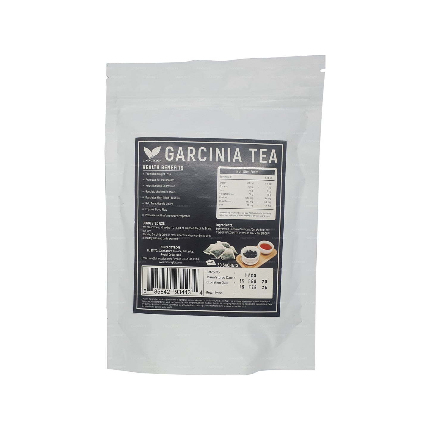 Čaj Cino Ceylon Garcinia (30 čajových sáčků)