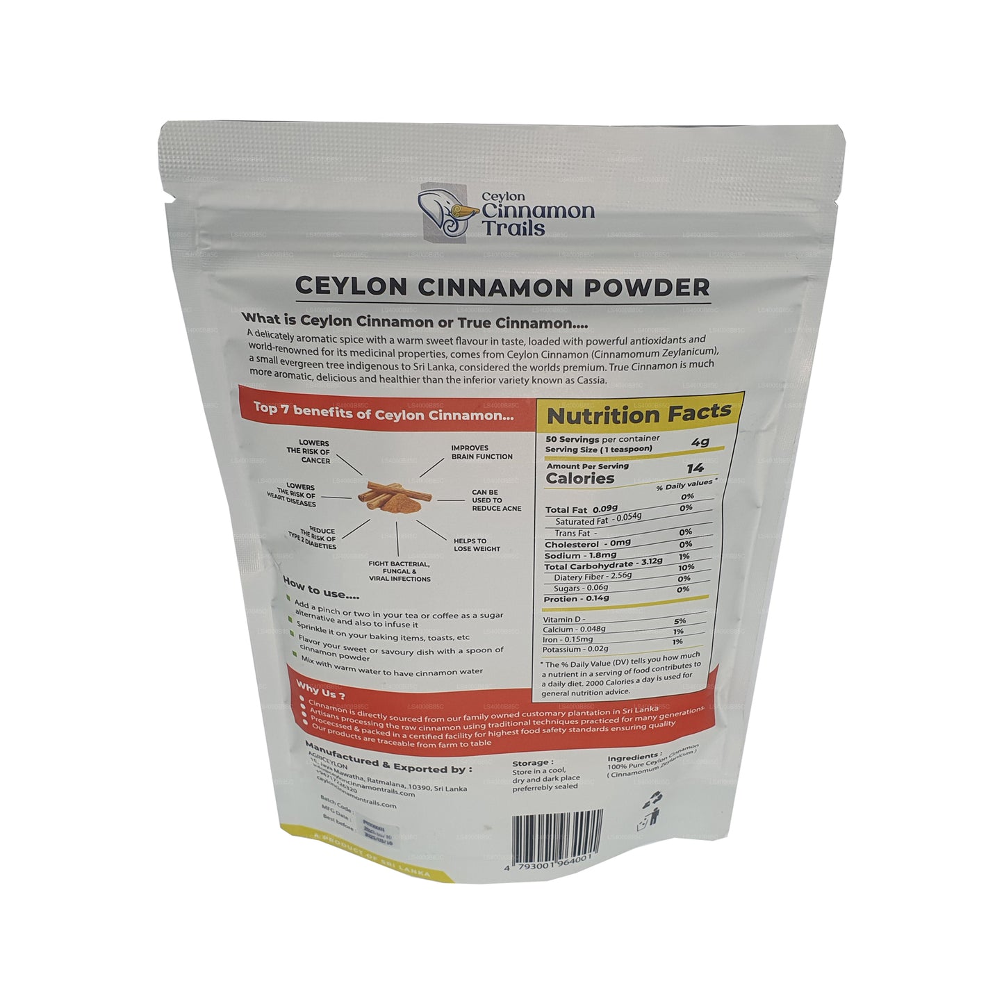 Ceylon Cinnamon Trails skořicový prášek (200g)