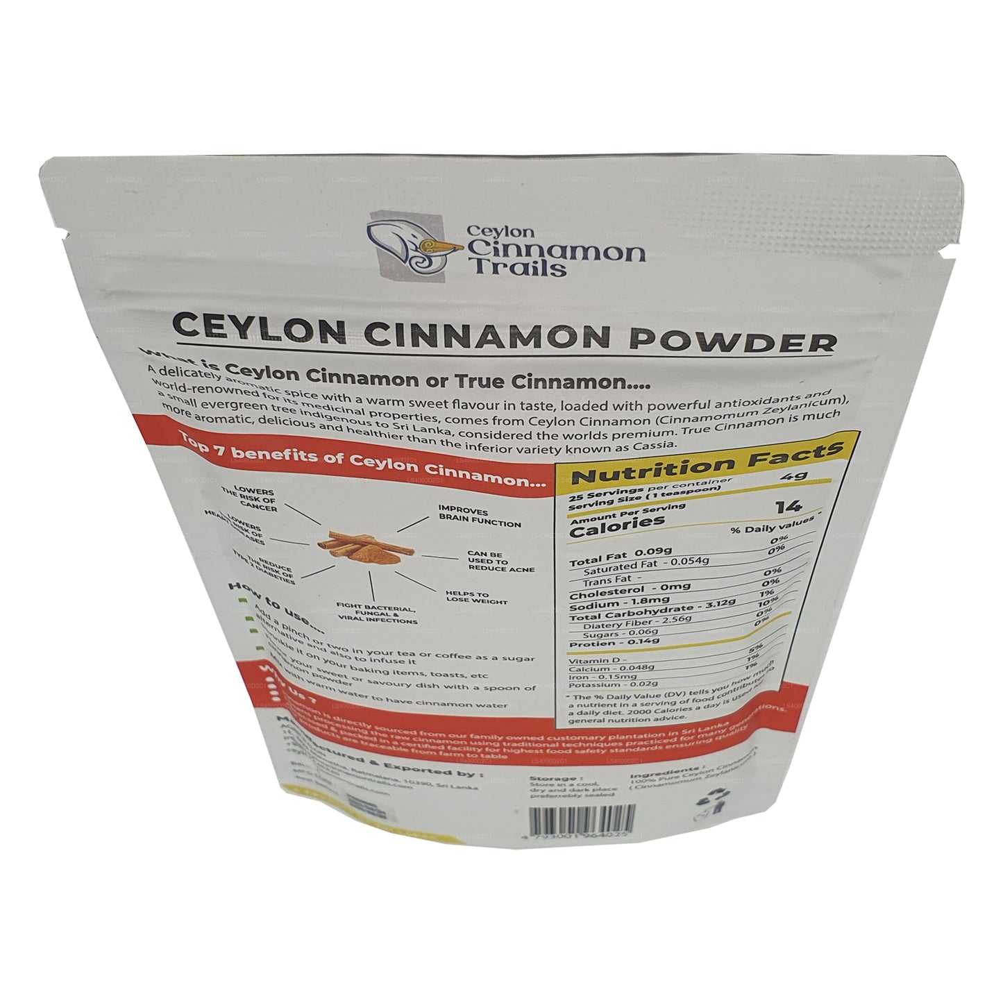 Ceylon Cinnamon Trails skořicový prášek (100g)
