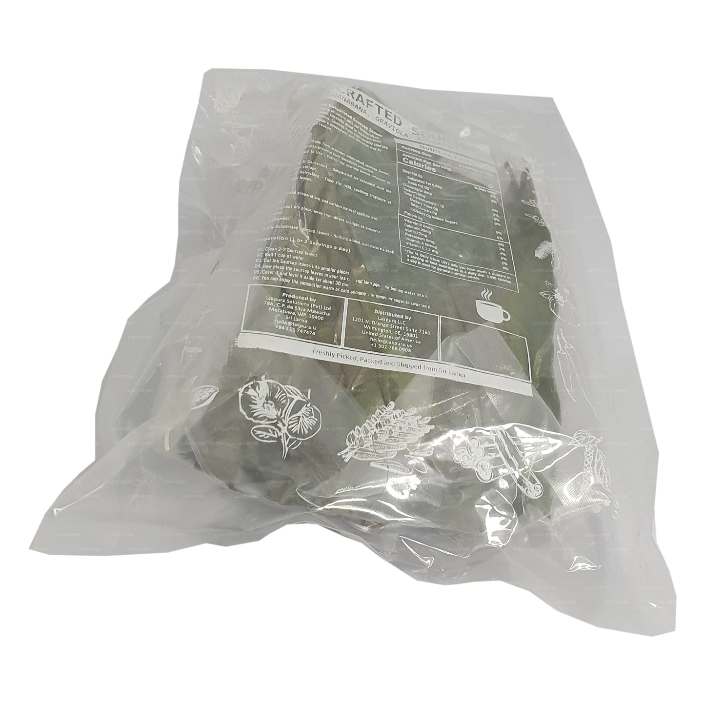 Lakpura® Divoce pěstované listy kyselé papričky (Guanabana, Graviola, Guyabano) Dehydratované celé listy