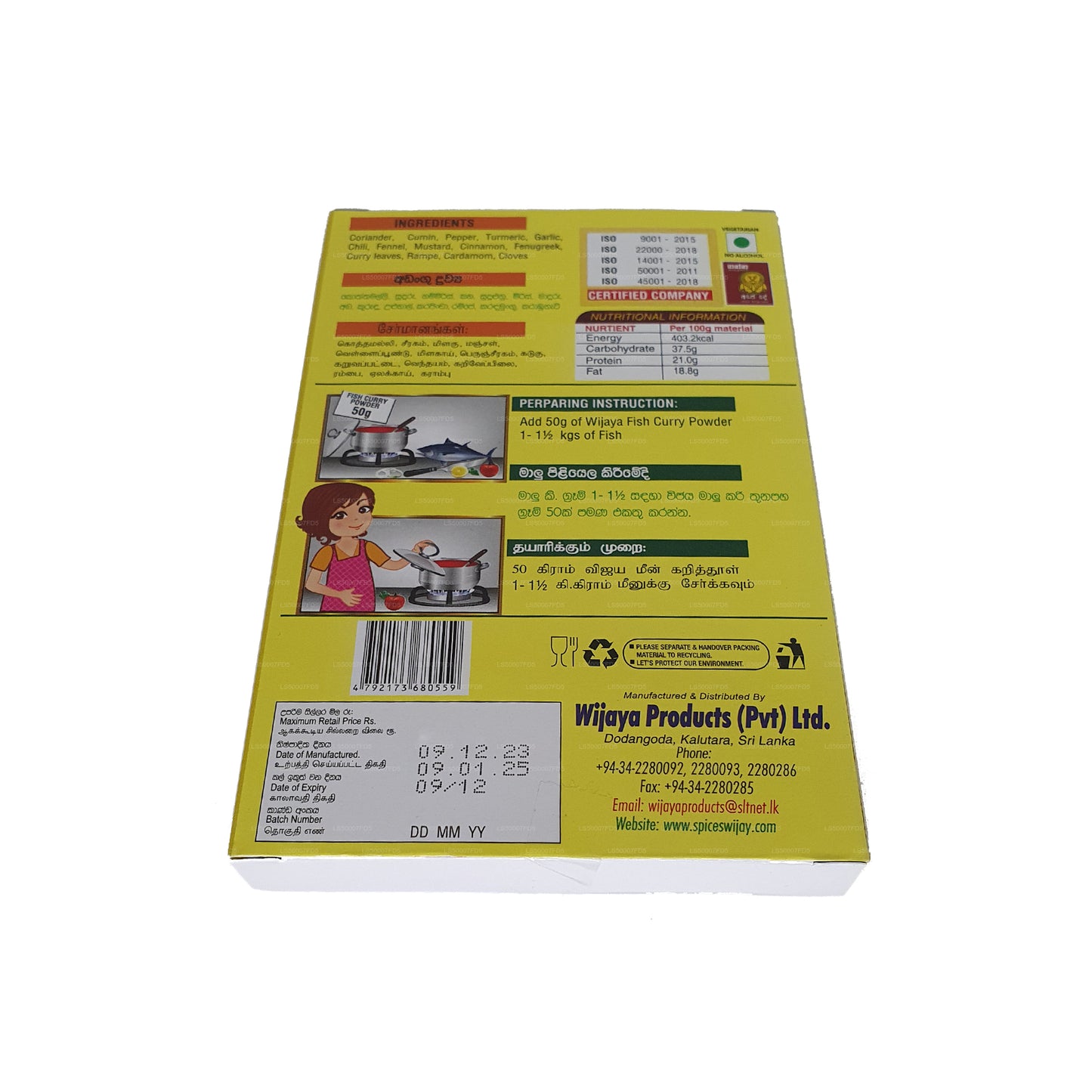 Wijaya mléčný rybí kari prášek (50g)