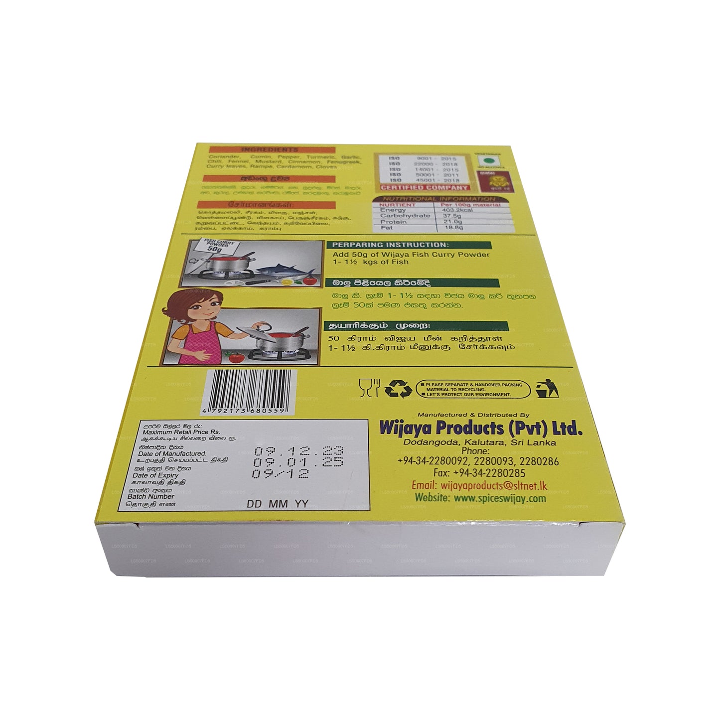 Wijaya mléčný rybí kari prášek (50g)