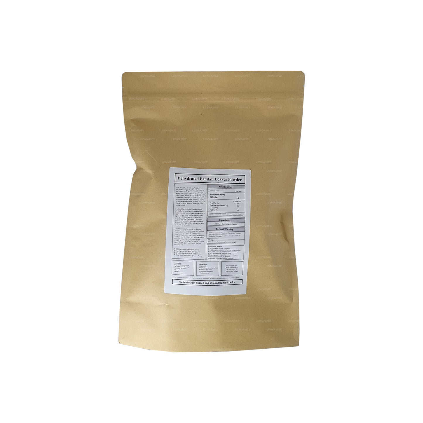 Lakpura Dehydratovaný rampe/prášek z listů pandanu