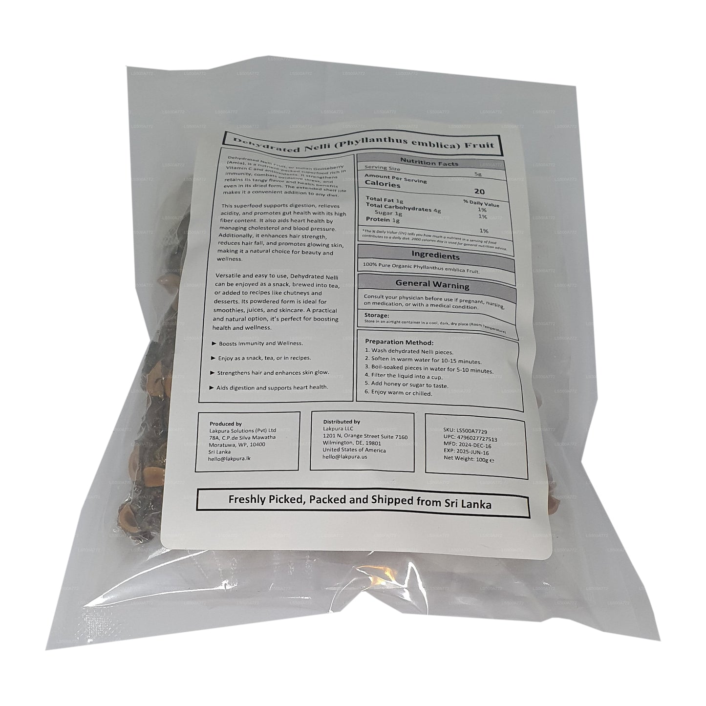 Ovoce lakpura dehydratovaná Nelli (Amla/ Phyllanthus emblica)