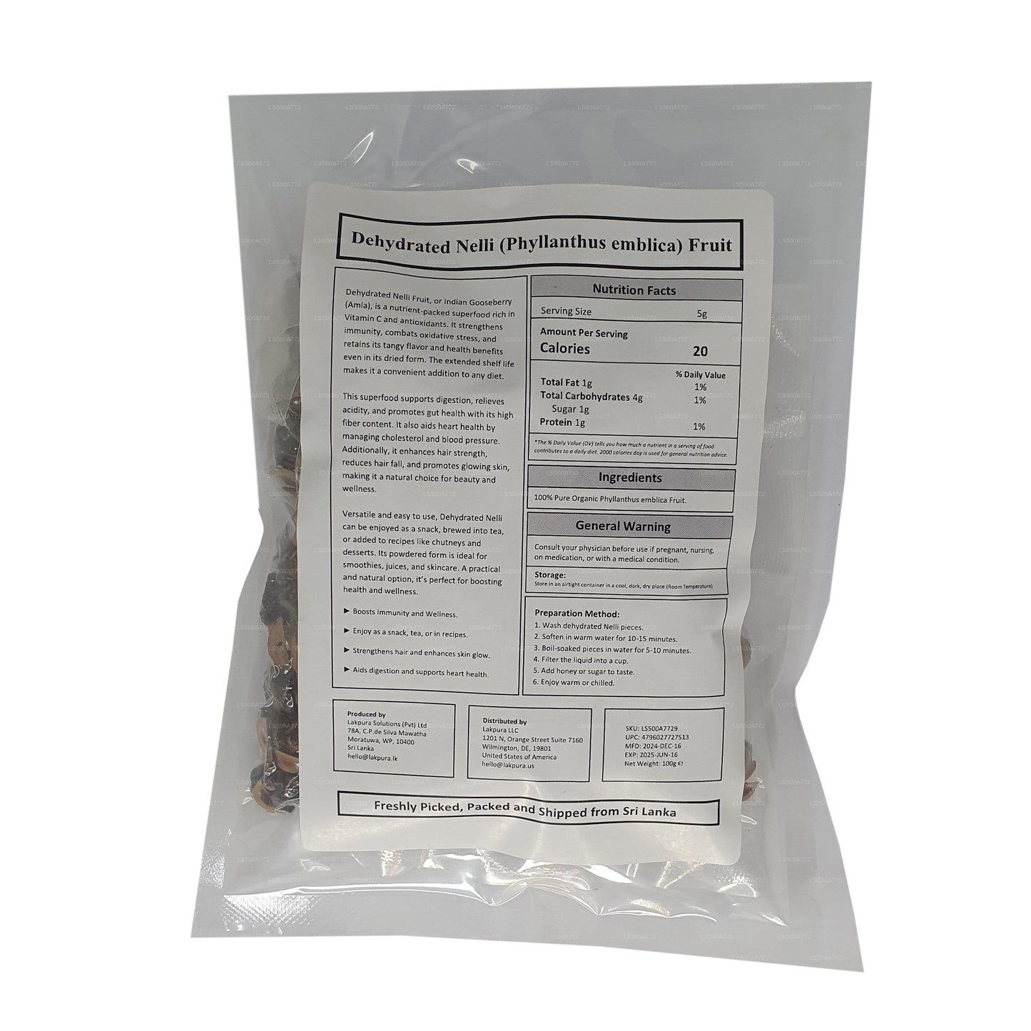 Ovoce lakpura dehydratovaná Nelli (Amla/ Phyllanthus emblica)