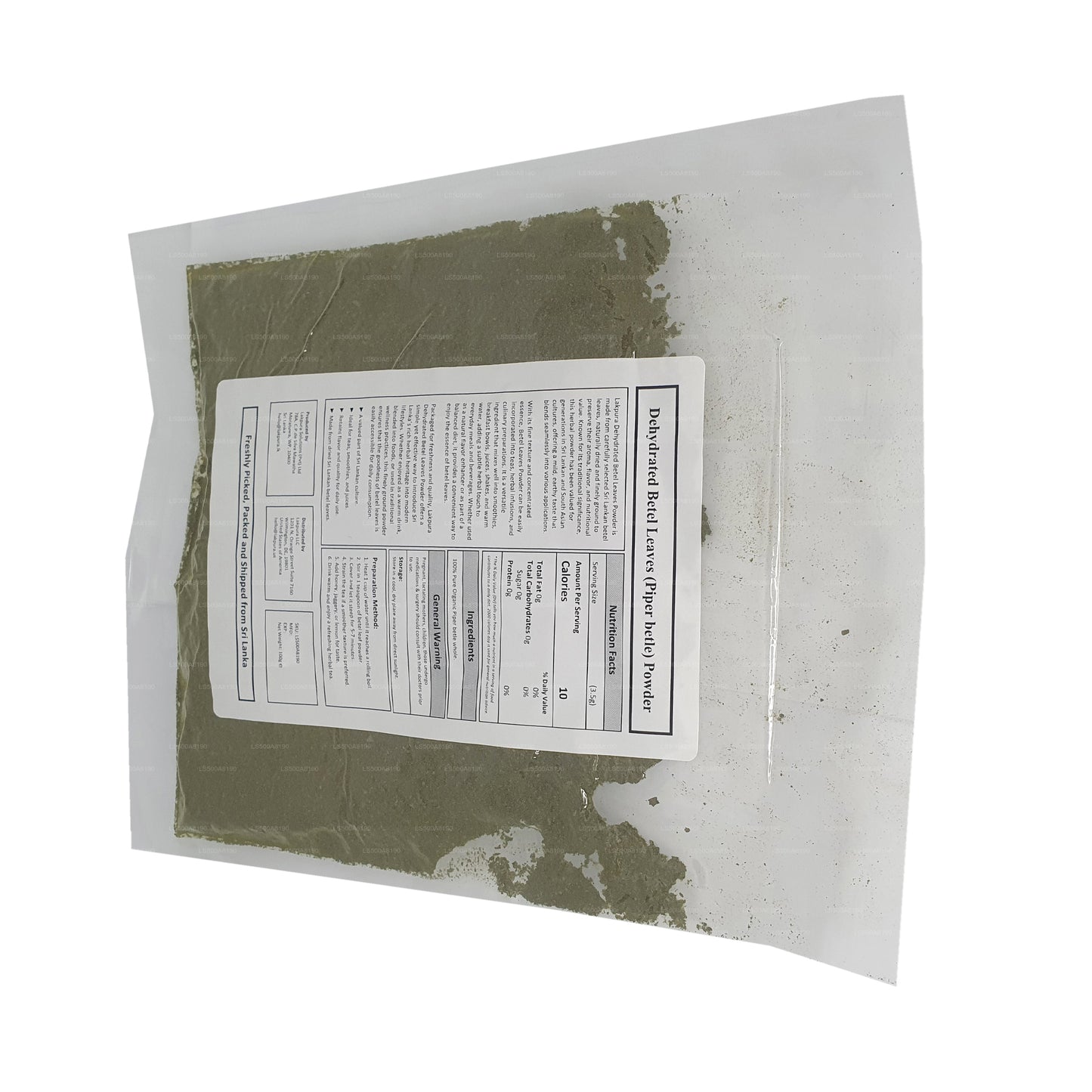 Prášek z dehydratovaných listů betelu Lakpura (100 g)