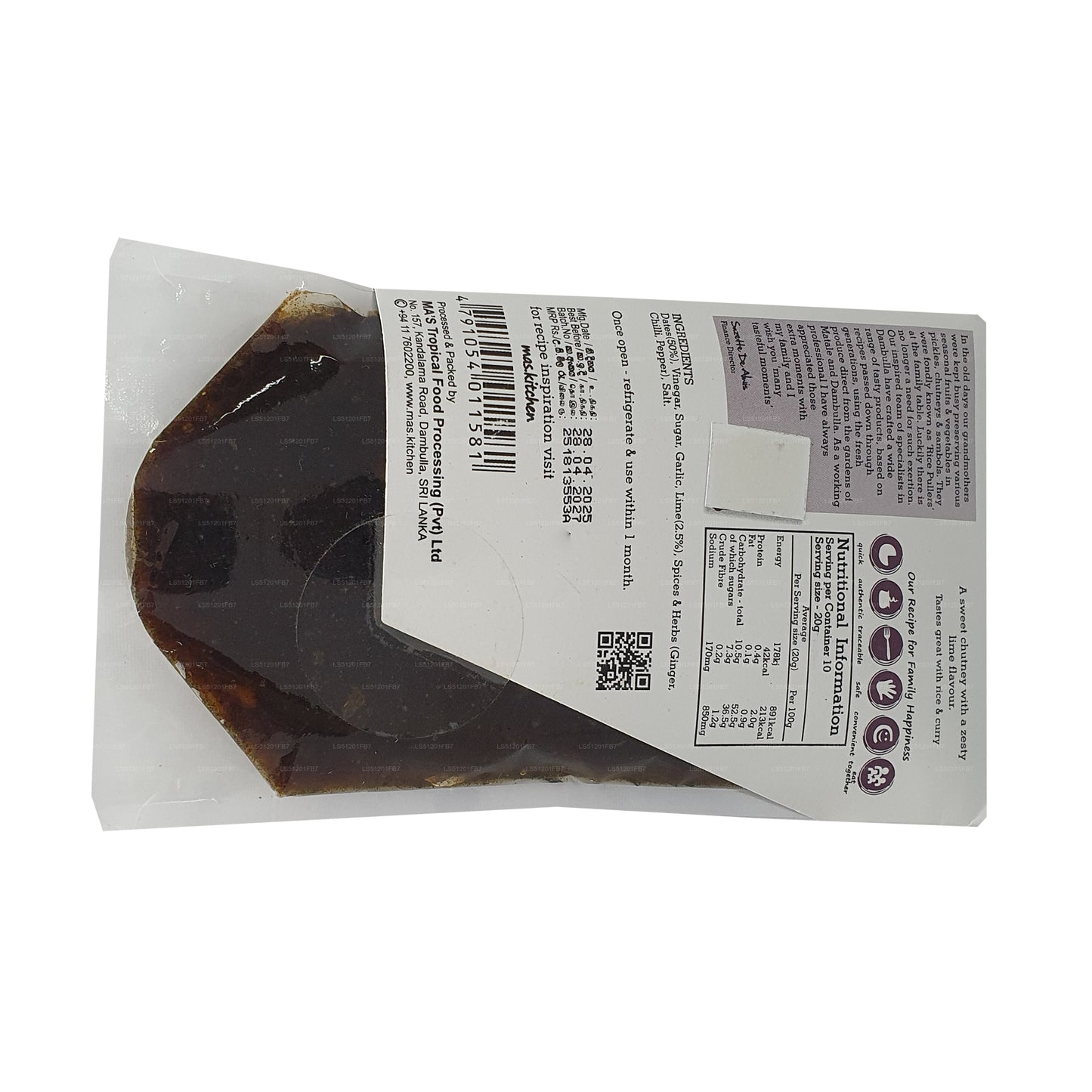 MA's Kitchen Date & Lime Chutney (200g)