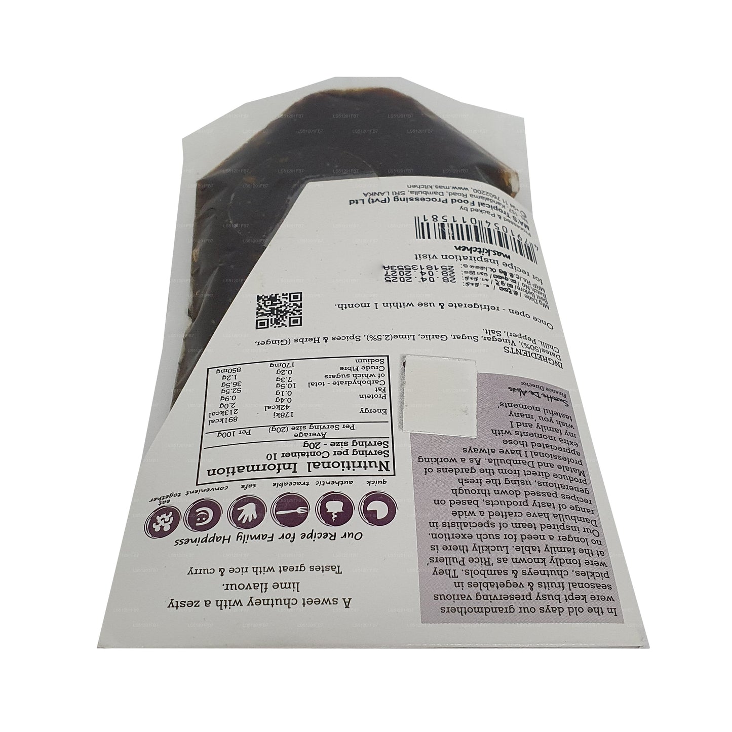 MA's Kitchen Date & Lime Chutney (200g)