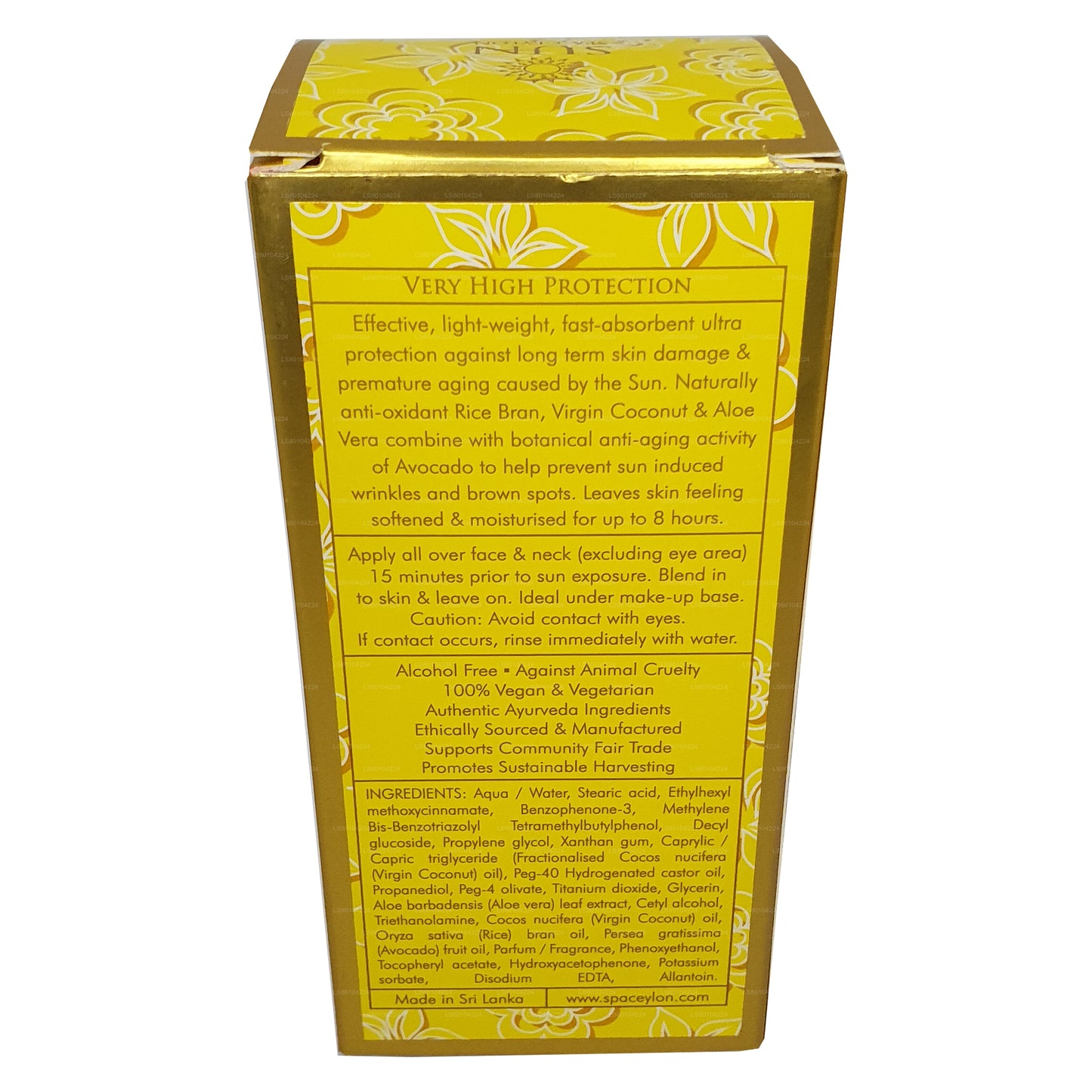 Spa Ceylon SUN Moisture Care Anti Age krém na obličej UVA+UVB „SPF 50+“ (30ml)