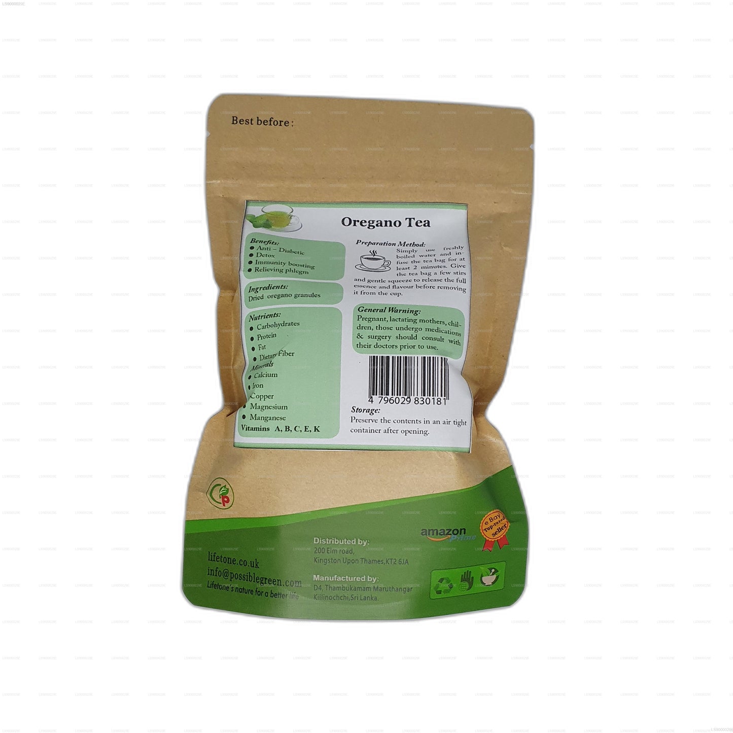 Lifetone Oregano Tea (30g) 20 Tea Bags