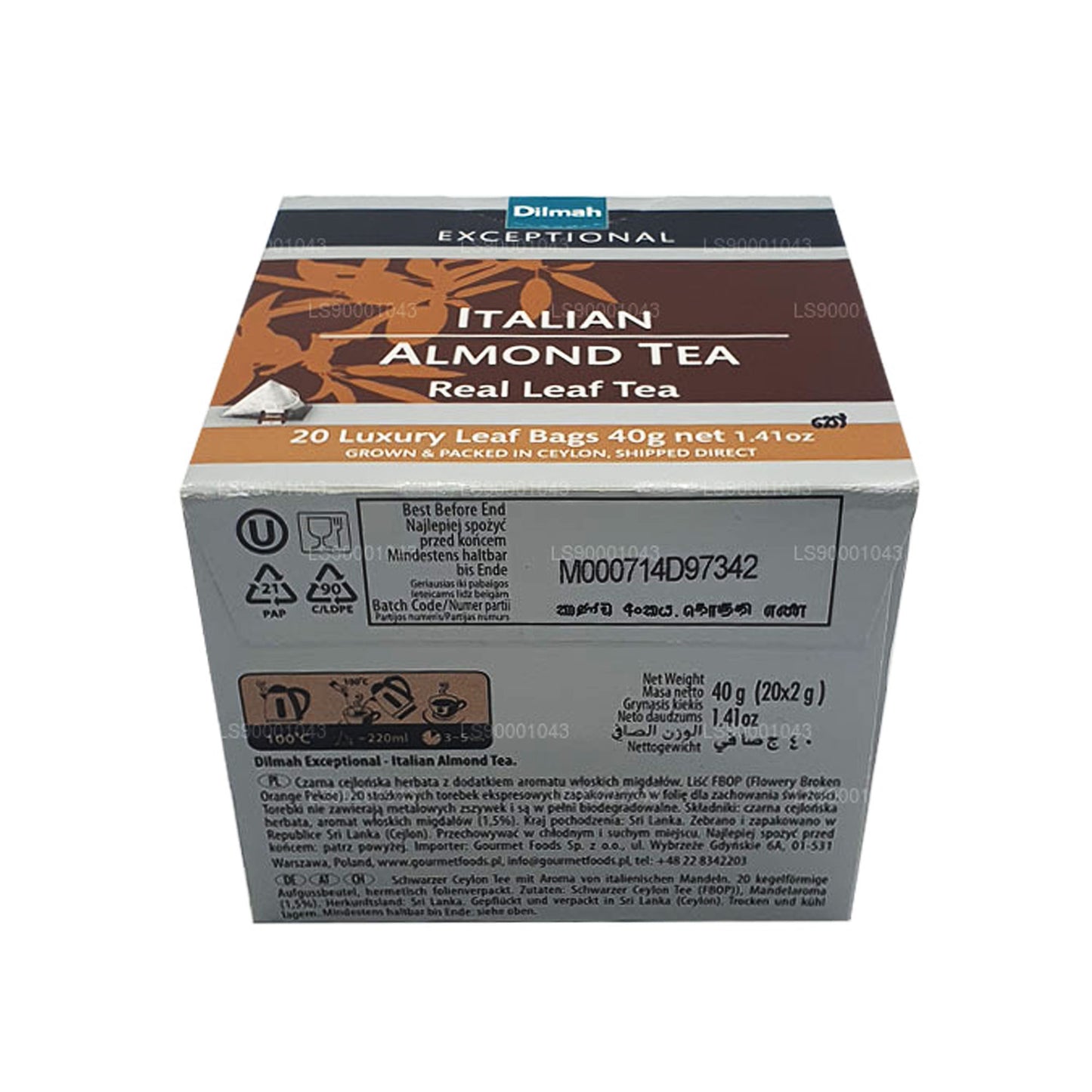 Dilmah Exceptional Italian Almond Real Leaf Tea (40g) 20 čajových sáčků