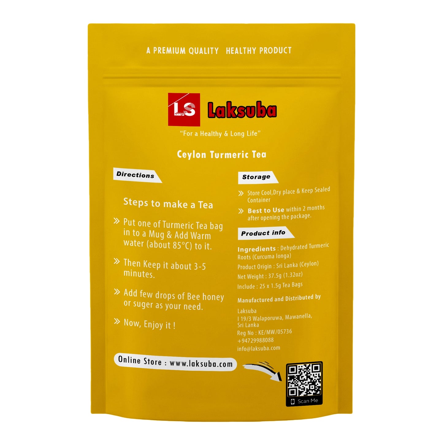 Laksuba Ceylon Turmeric Tea (37,5 g) 25 čajových sáčků