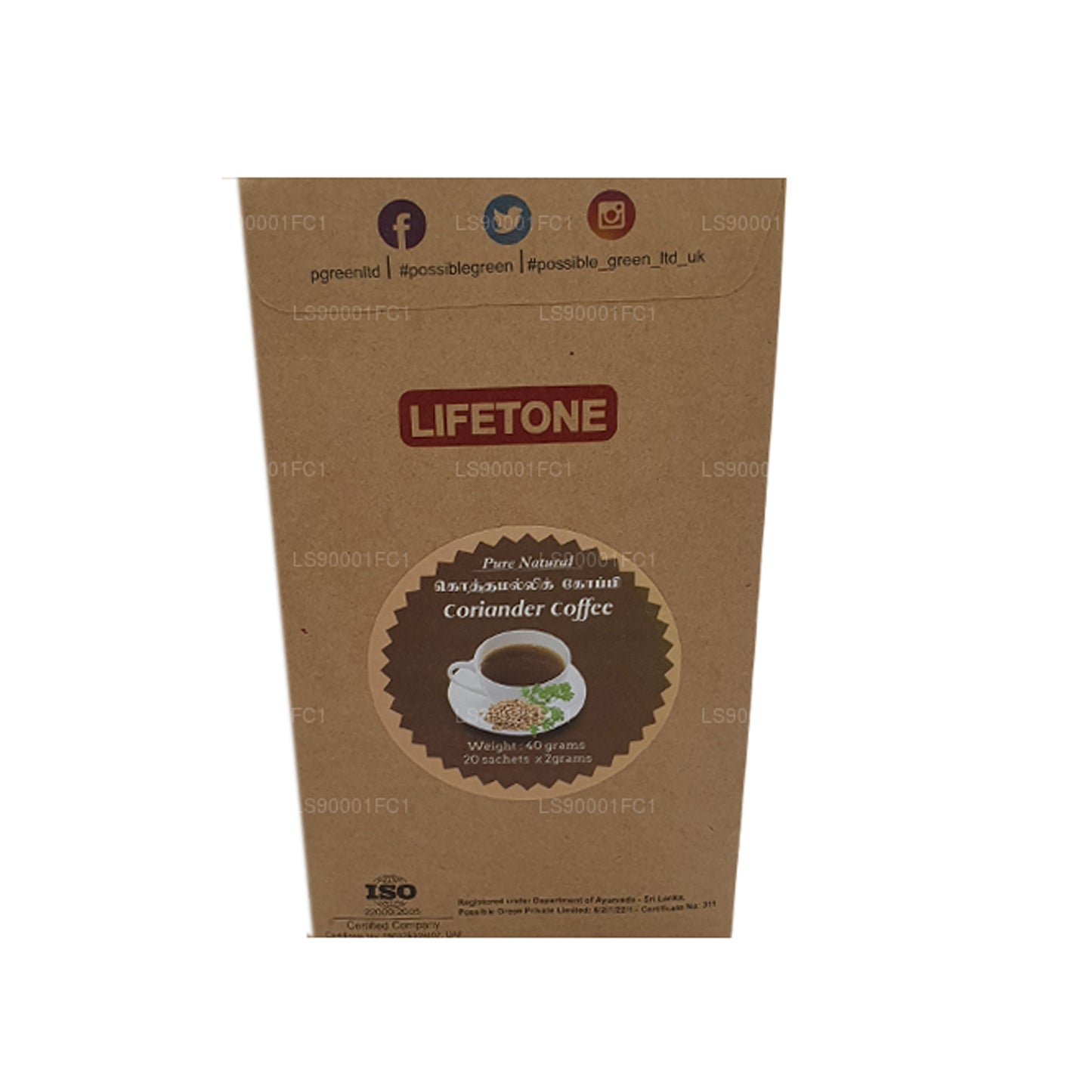 Lifetone Káva s koriandrem (40 g) 20 sáčků