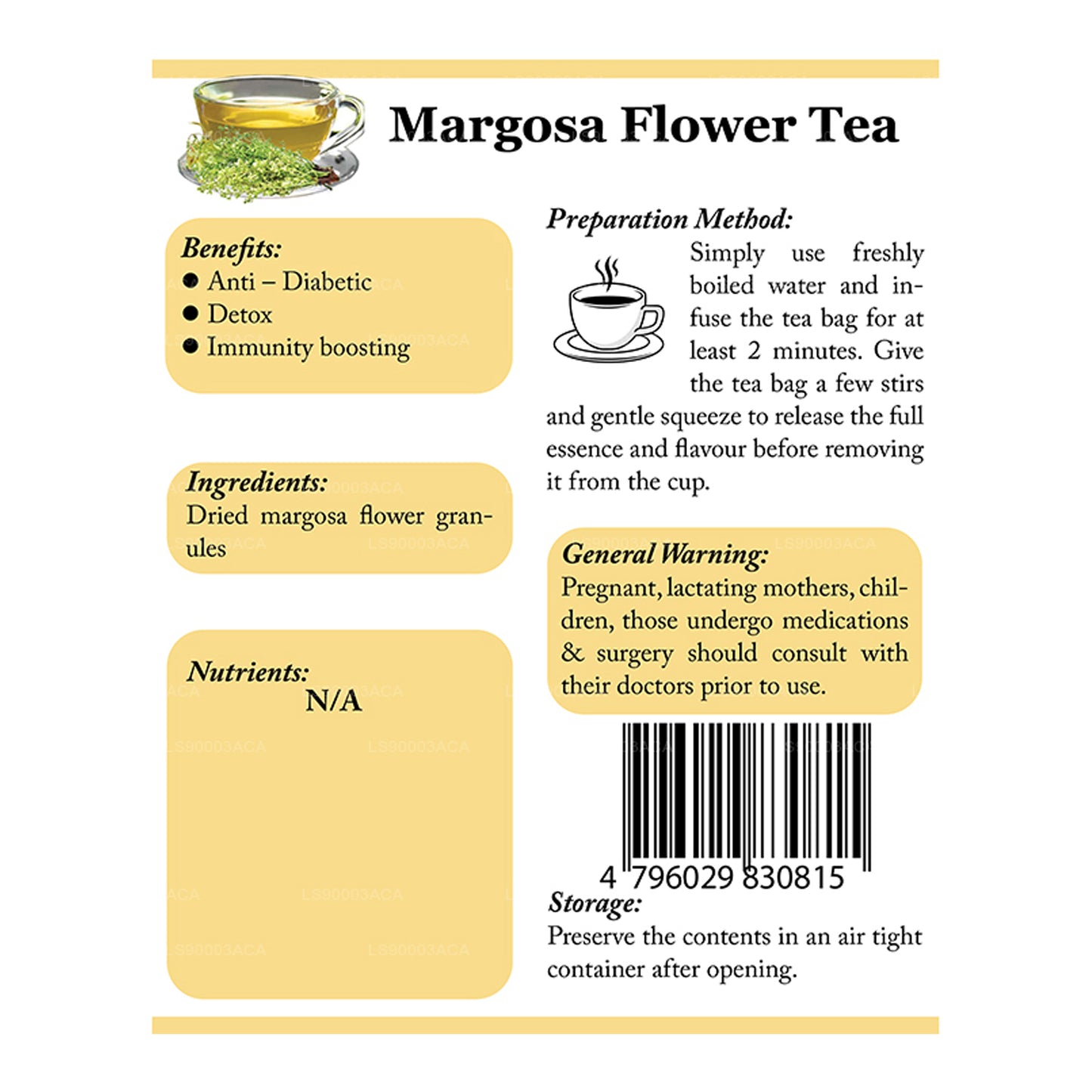 Lifetone Margosa Flower Tea (30g) 20 Tea Bags