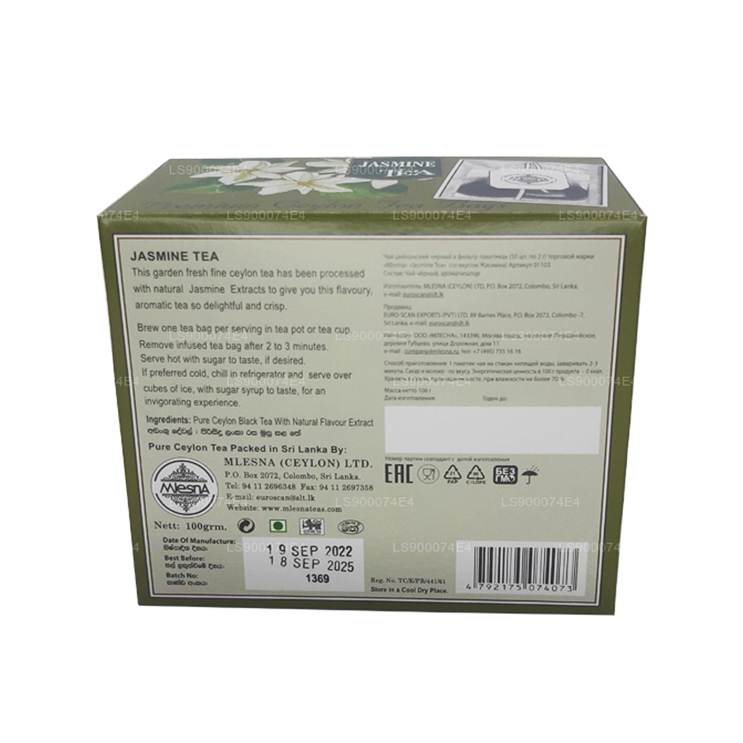 Černý čaj Mlesna Jasmine (100g) 50 čajových sáčků