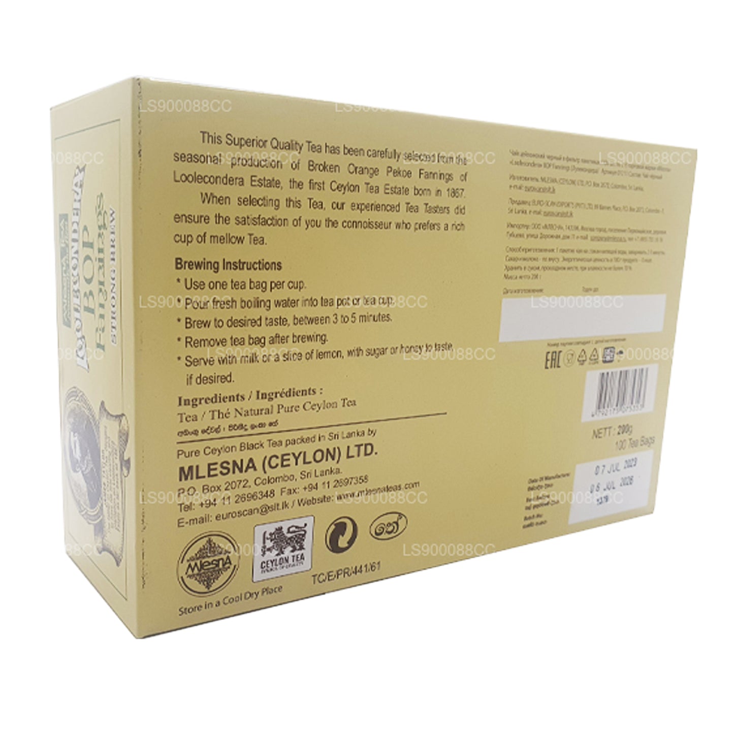 Mlesna Loolecondera BOP Fannings Strong Brew Tea Bags