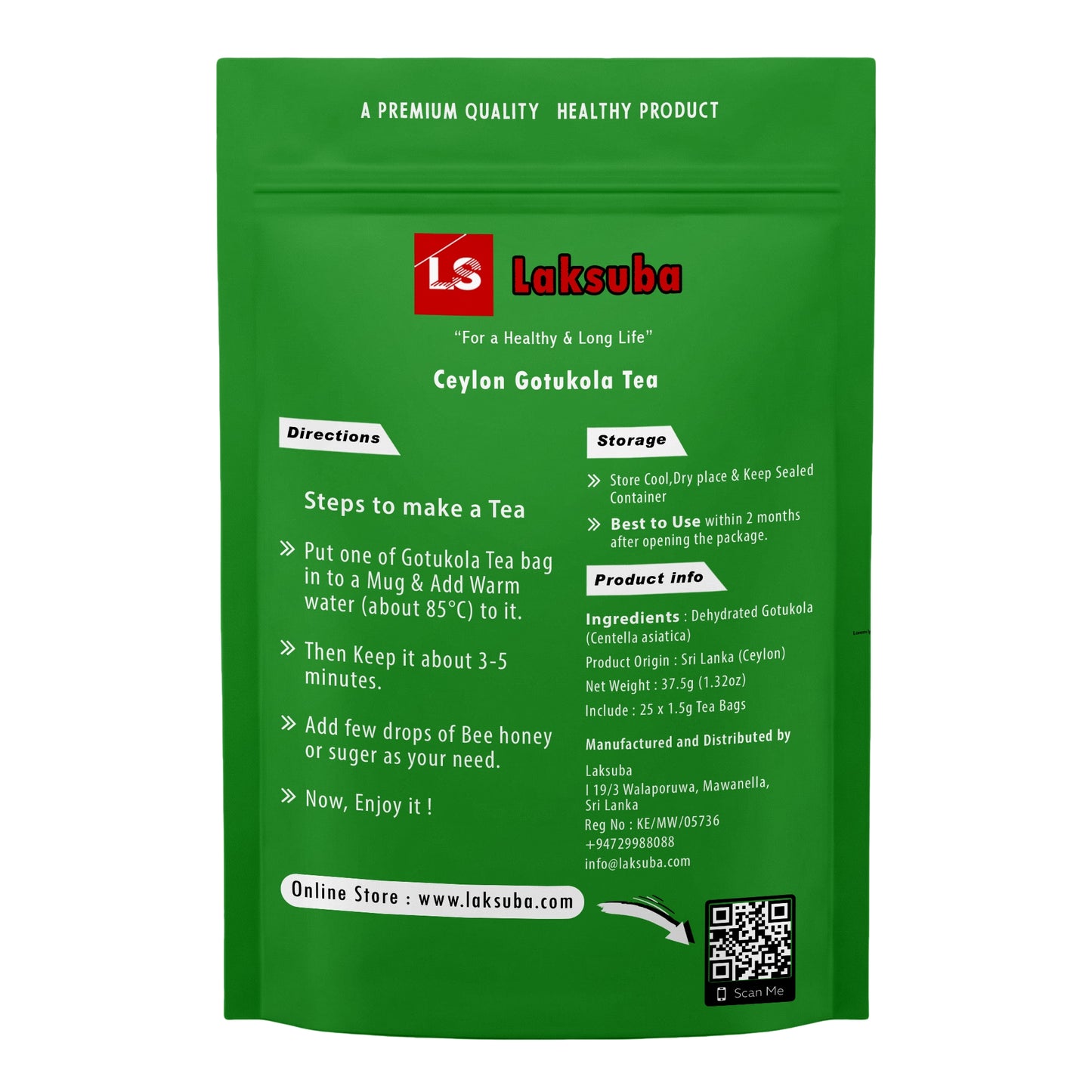 Čaj Laksuba Ceylon Gotukola (37,5 g) 25 čajových sáčků