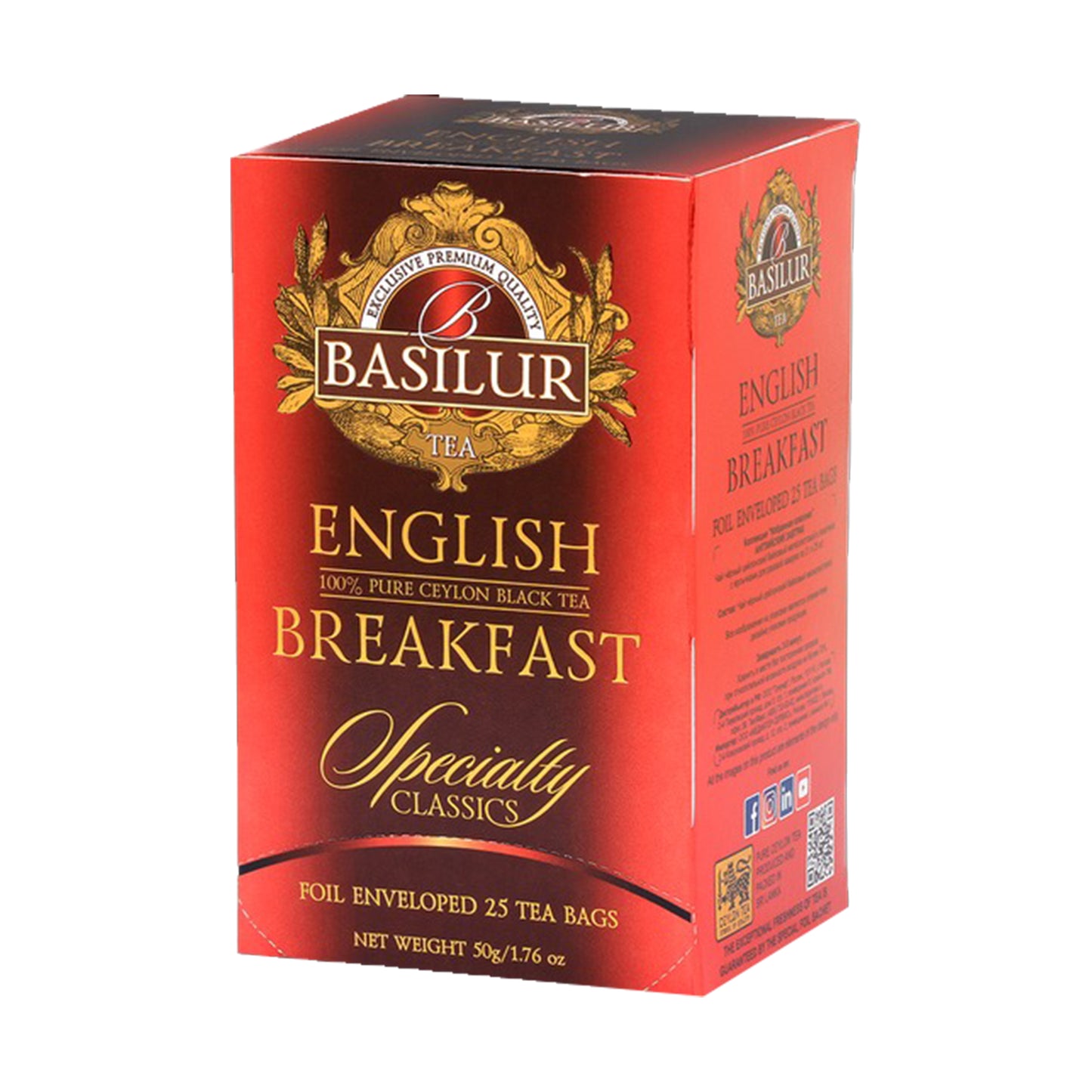 Basilur English Breakfast Čistý ceylonský černý čaj (200g) 100 čajových sáčků