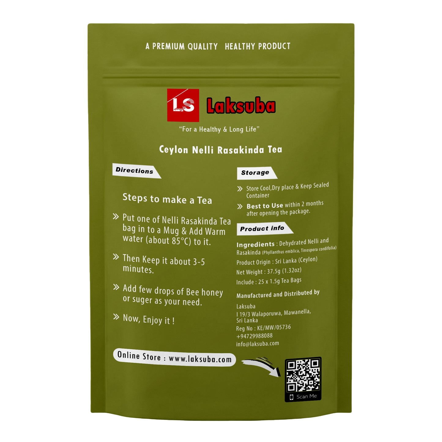 Čaj Laksuba Ceylon Nelli Rasakinda (37,5 g) 25 čajových sáčků