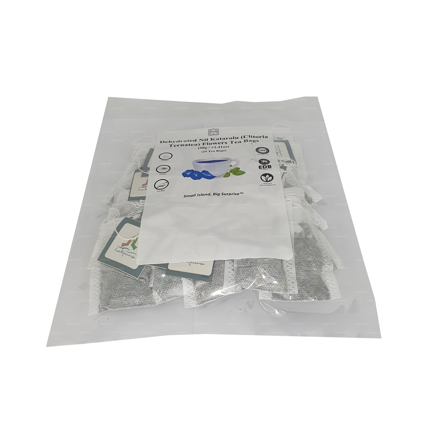 Lakpura® Dehydratovaný čaj s květy motýlího hrachu (Nil Katarolu; Clitoria Ternatea) v sáčcích (25 sáčků)