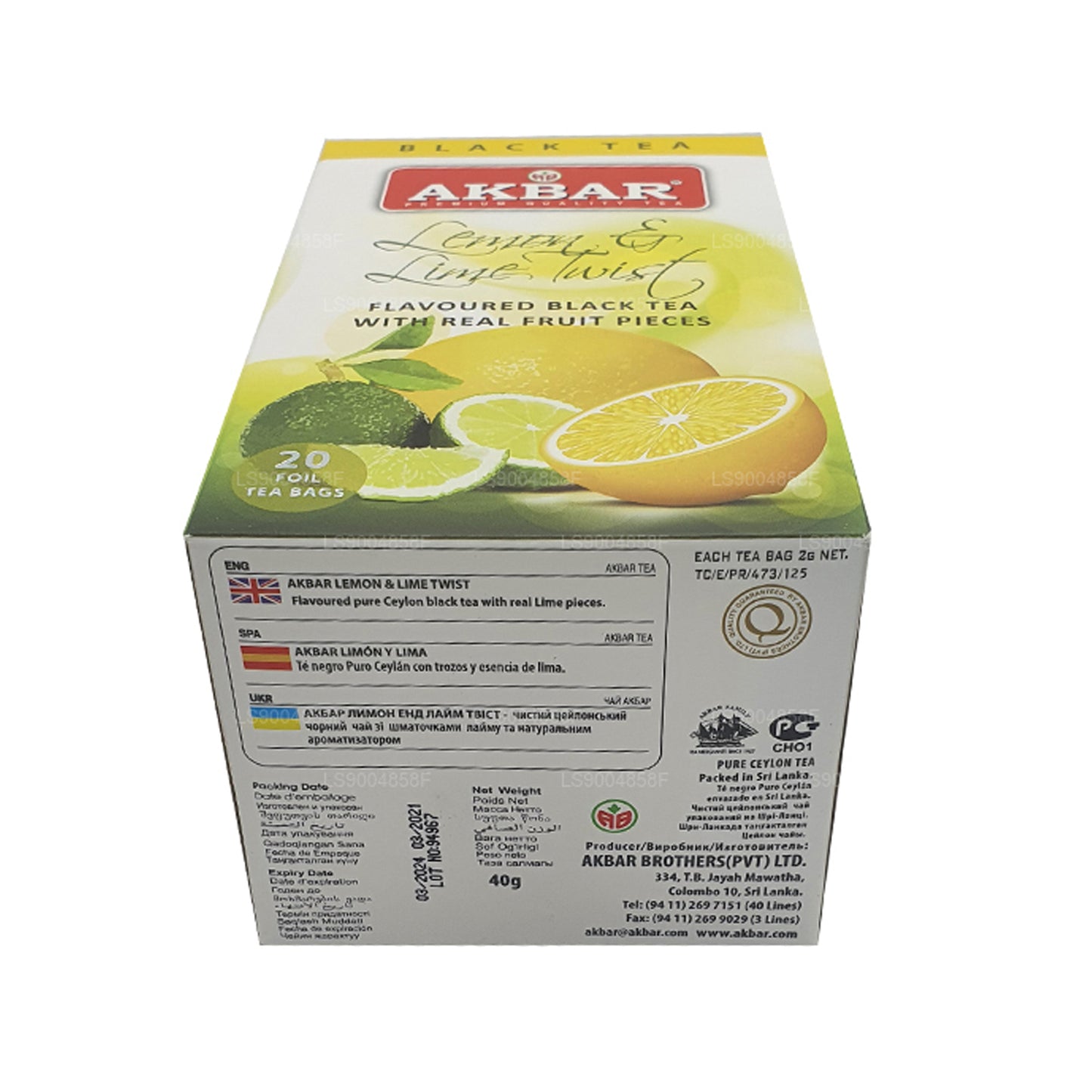 Akbar Lemon and Lime Twist Tea (40g) 20 Tea Bags