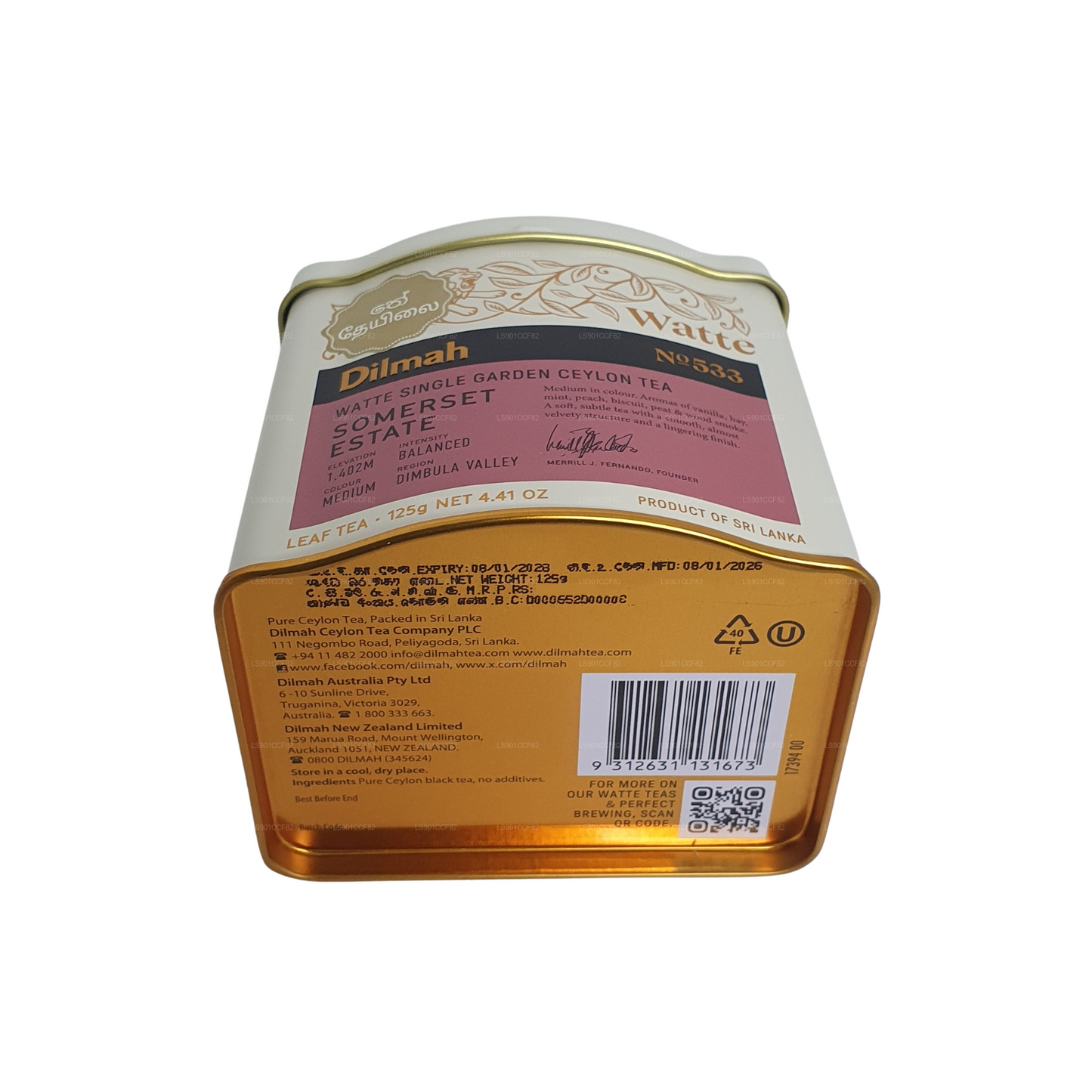 Dilmah Somerset Estate Watte Ceylon Black Tea (125g)