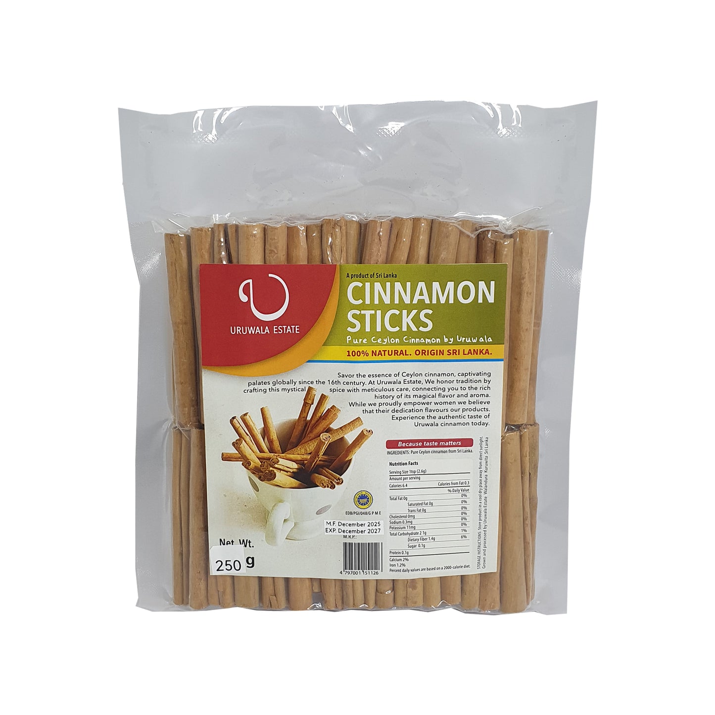 Uruwala Estate "C5 Special" Grade Cinnamon Sticks