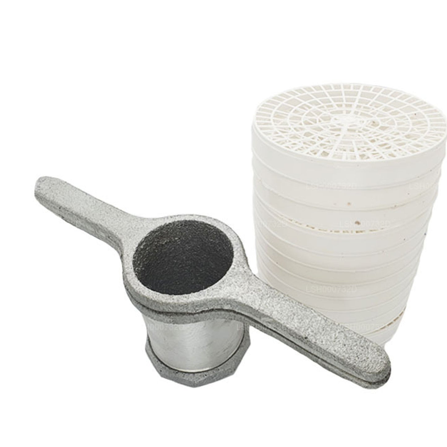 Strojový násypkový stroj (hliník) a 12 plastových zásobníků