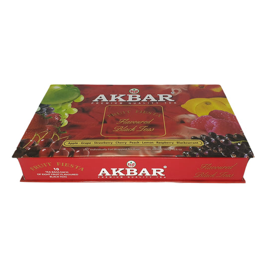 Akbar Fruit Fiesta Dárková krabička s příchutí černého čaje 80 čajových sáčků (160g)