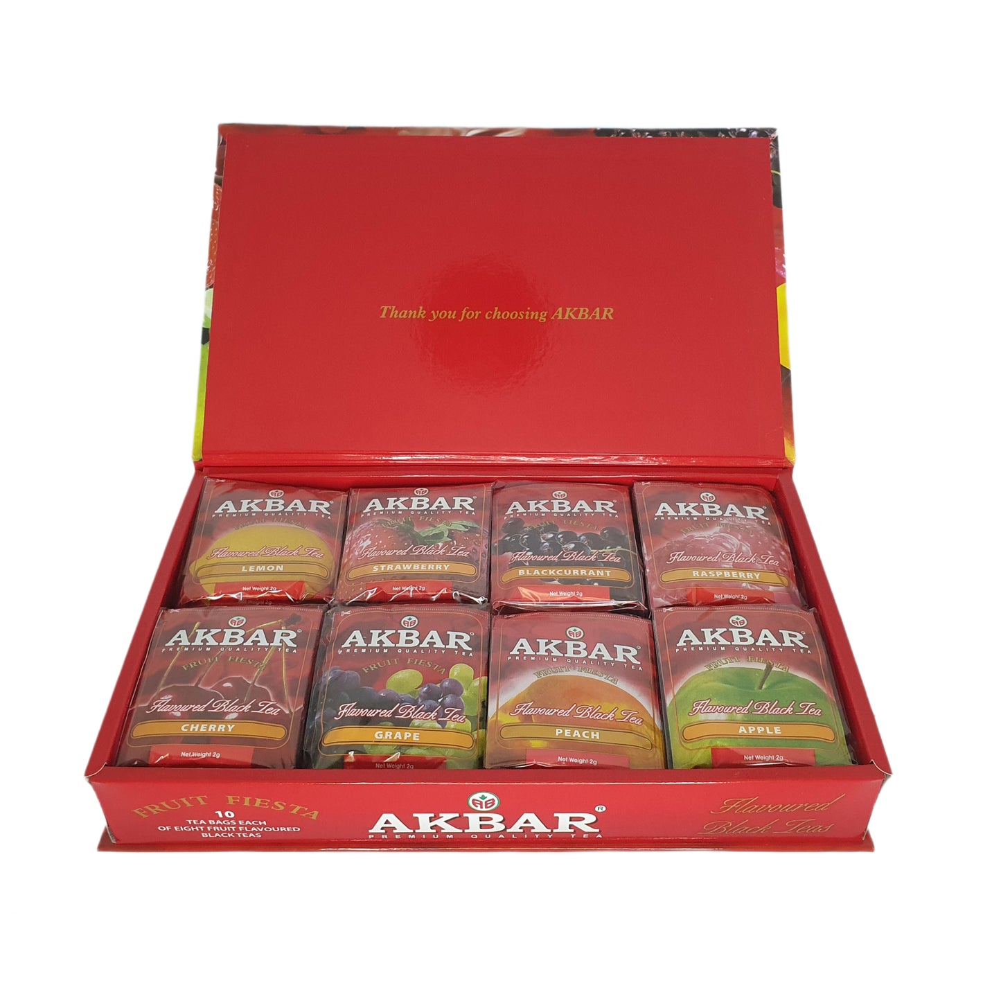 Akbar Fruit Fiesta Dárková krabička s příchutí černého čaje 80 čajových sáčků (160g)