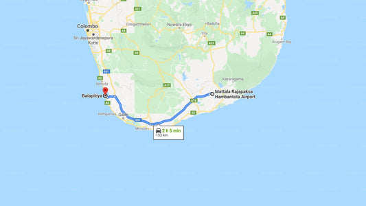 Mattala (HRI) Airport to Balapitiya City Private Transfer