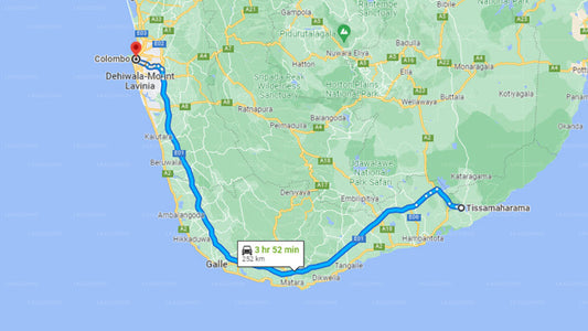 Tissamaharama City to Colombo City Private Transfer